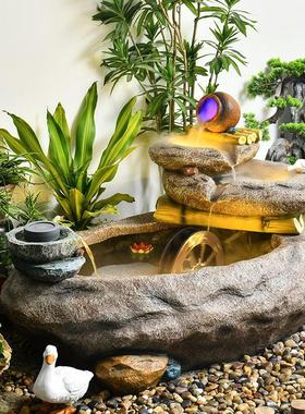 大型田园假山流水喷泉风水轮鱼缸加湿器庭院阳台别墅装饰乔迁摆件