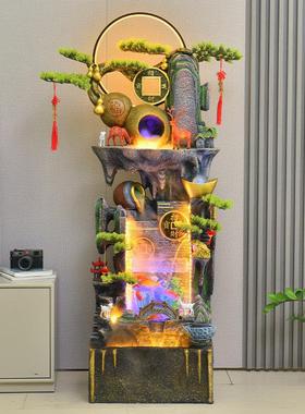 假山流水喷泉鱼缸客厅家居装饰落地水景店铺公司前台招财循环摆件