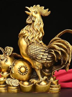 黄铜公鸡葫芦公鸡金钱元宝鸡铜摆件十二生肖鸡铜器摆件