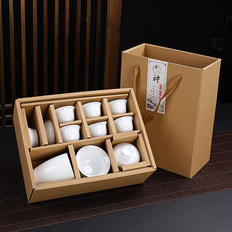 OF9D茶具套装功夫茶具陶瓷茶杯套装白瓷整套茶杯盖碗茶具定