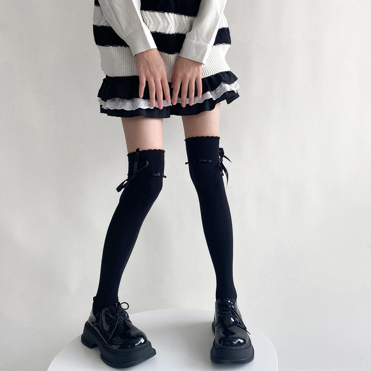 袜子女秋冬款可爱过膝蕾丝长筒白色中筒小腿袜蝴蝶结芭蕾风lolita,床上用品,蚊帐,淘宝优惠券,粉丝福利购,淘宝优惠卷