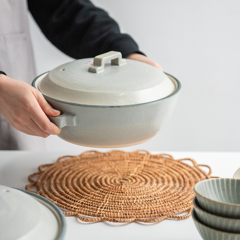 孟加拉进口传统手工藤编太阳花圆形隔热垫家用自然风防烫餐垫锅垫