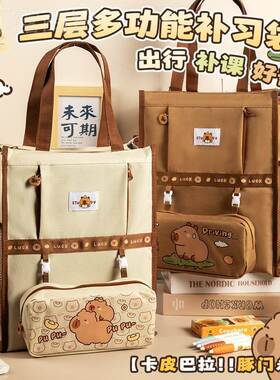 女孩班书儿童帆布学生巴拉补习补袋习袋手提袋学小生补EJS课卡皮