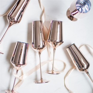 收集时光 无敌美貌粉色玫瑰金高脚杯 无铅水晶玻璃红酒杯香槟杯