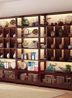 茶叶RHR架展置物架多宝层非柜实木架示茶室布置茶具收纳架新中式