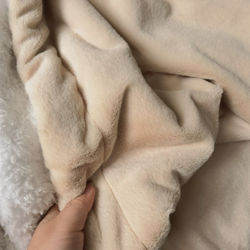 新品出口品质仿皮草大兔毛双层毛毯高货