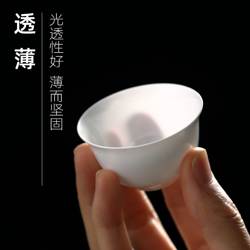 中式家用骨瓷盖碗潮州功夫茶具套装超薄胎白瓷茶杯白玉令泡茶杯子