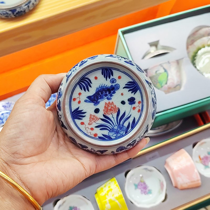 景德镇陶瓷老陶泥壶承开片壶托功夫茶具茶托壶盖置摆件茶道零配件