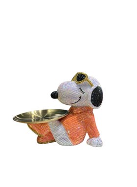 托盘贴钻眼镜狗玄关钥匙收纳摆件客厅酒柜电视柜家居装饰品乔迁