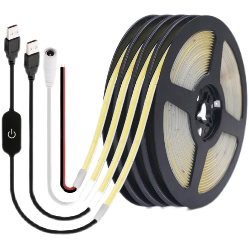 COB灯带5V低压超窄5mm宽单色USB接口衣橱鞋柜酒柜床头线条LED灯带