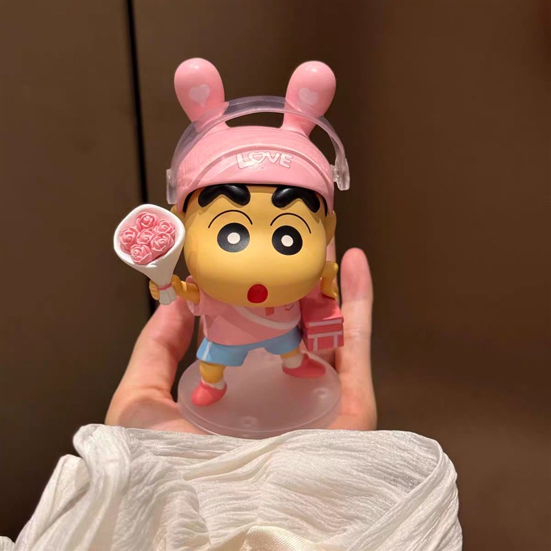 潮玩蜡笔GK小新系列 送花小新外卖手办桌面摆件情人节520礼物12CM