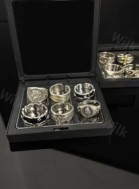 男戒指开口可调节做旧复古戒指嘻哈小众设计潮牌冷淡风指环食指戒