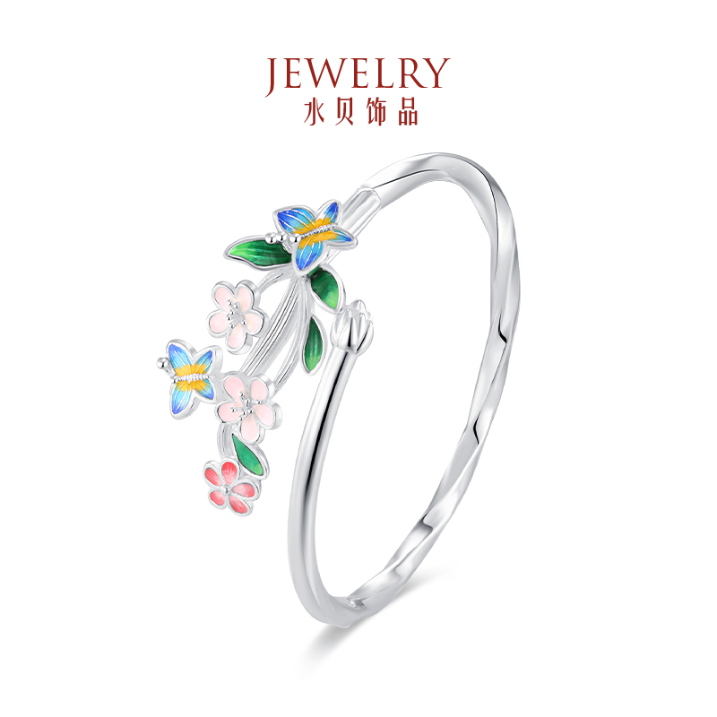 水贝银饰官方S999纯银繁花似锦镯