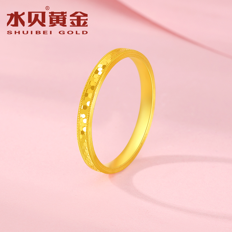 水贝黄金足金999龙鳞戒指女素圈