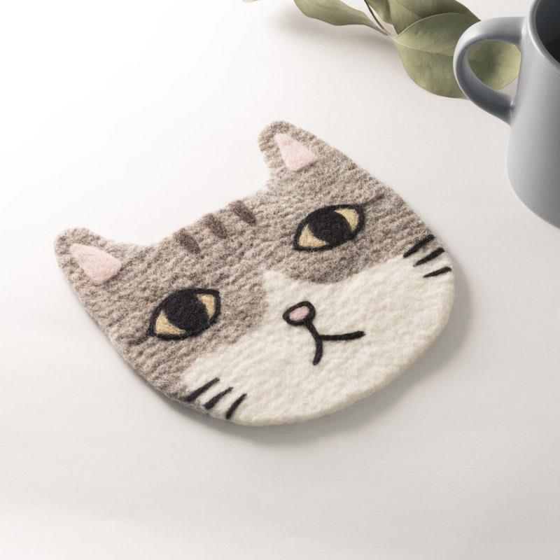 羊毛毡 戳戳乐 美短猫咪杯垫 短毛猫简单手工DIY材料包隔热垫小猫