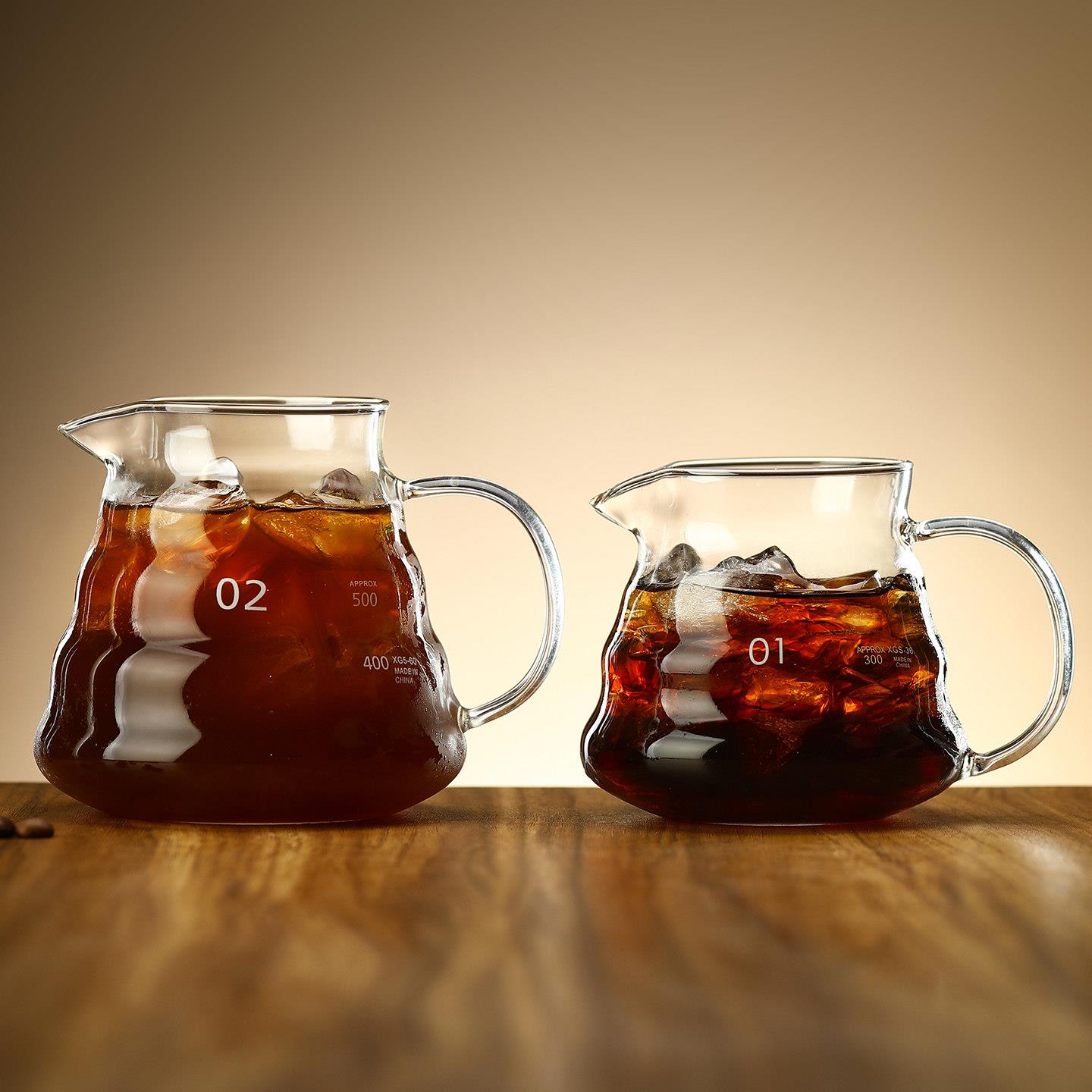 高硼硅耐高温手冲咖啡壶云朵壶玻璃分享杯V60公道杯挂耳冲泡器具