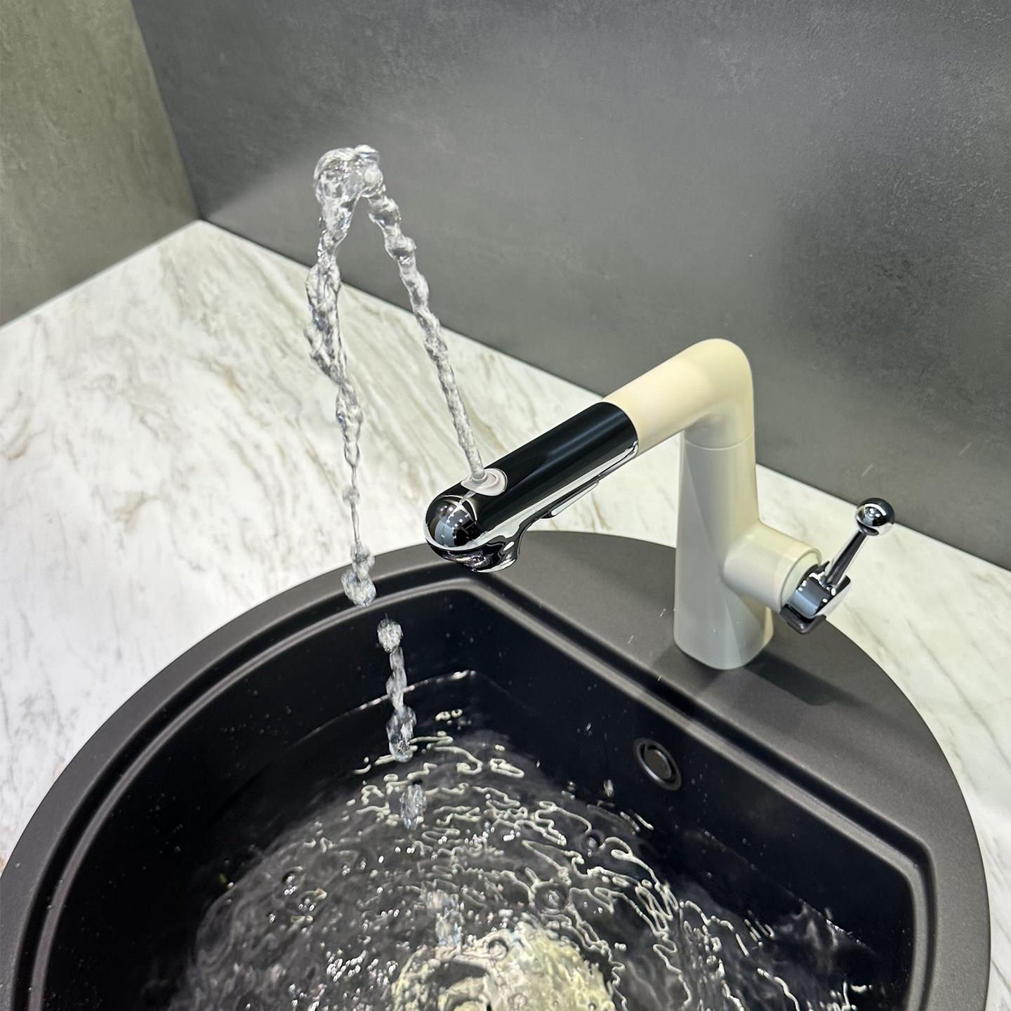小叮当微气泡多巴胺抽拉式面盆冷热升降水龙头洗脸盆洗漱上涌上喷