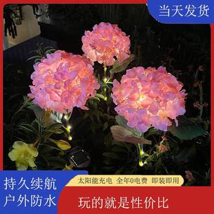 饰阳台家用花园景观地插草坪仿真花灯 太阳能绣球灯户外庭院氛围装