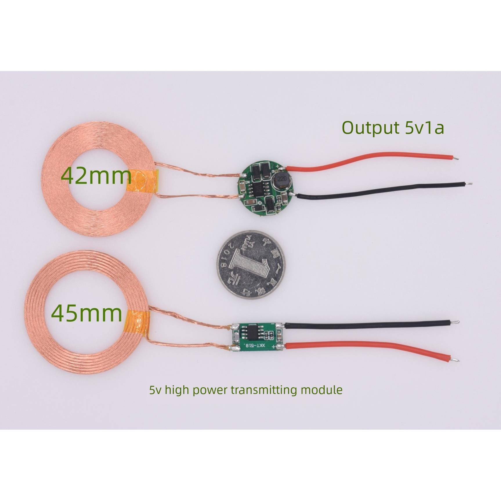 单芯片大功率5V1A输出无线充电供电模块方案电路XKT519-01