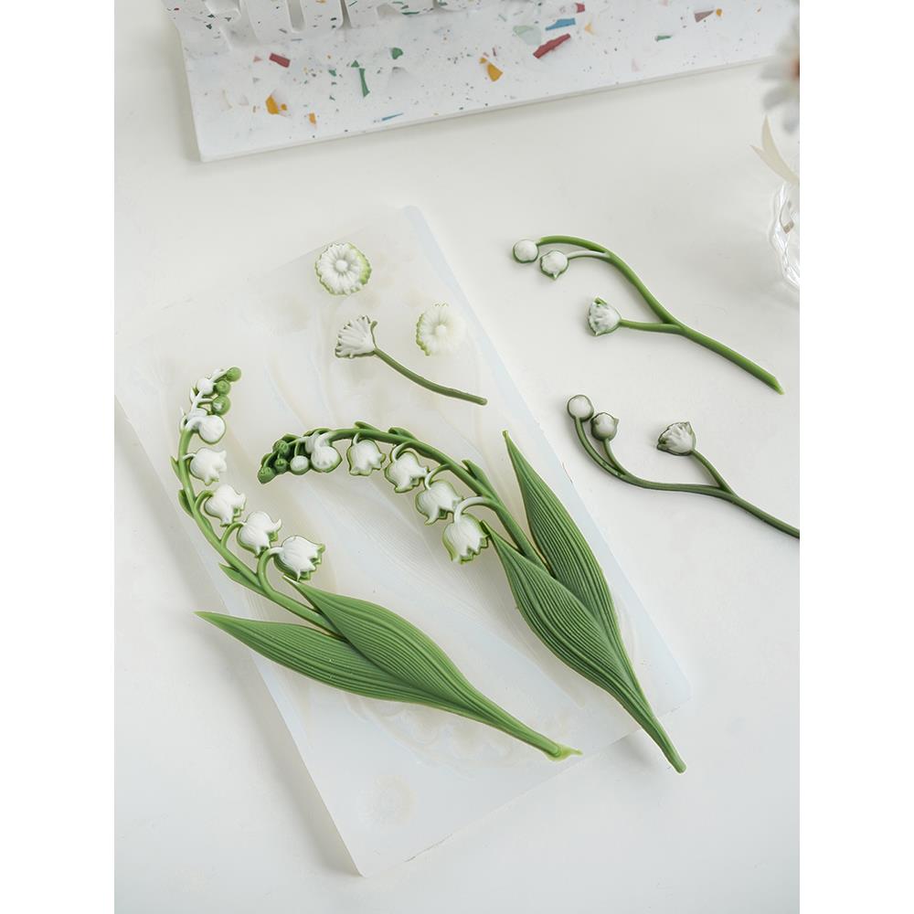 铃兰花浮雕花朵硅胶模具diy手工香薰蜡烛材料包 翻糖蛋糕烘焙模具