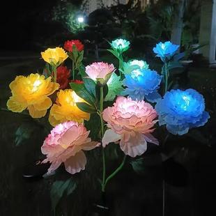 饰灯地插草坪灯 太阳能牡丹花灯家用庭院造景布置氛围灯花园阳台装