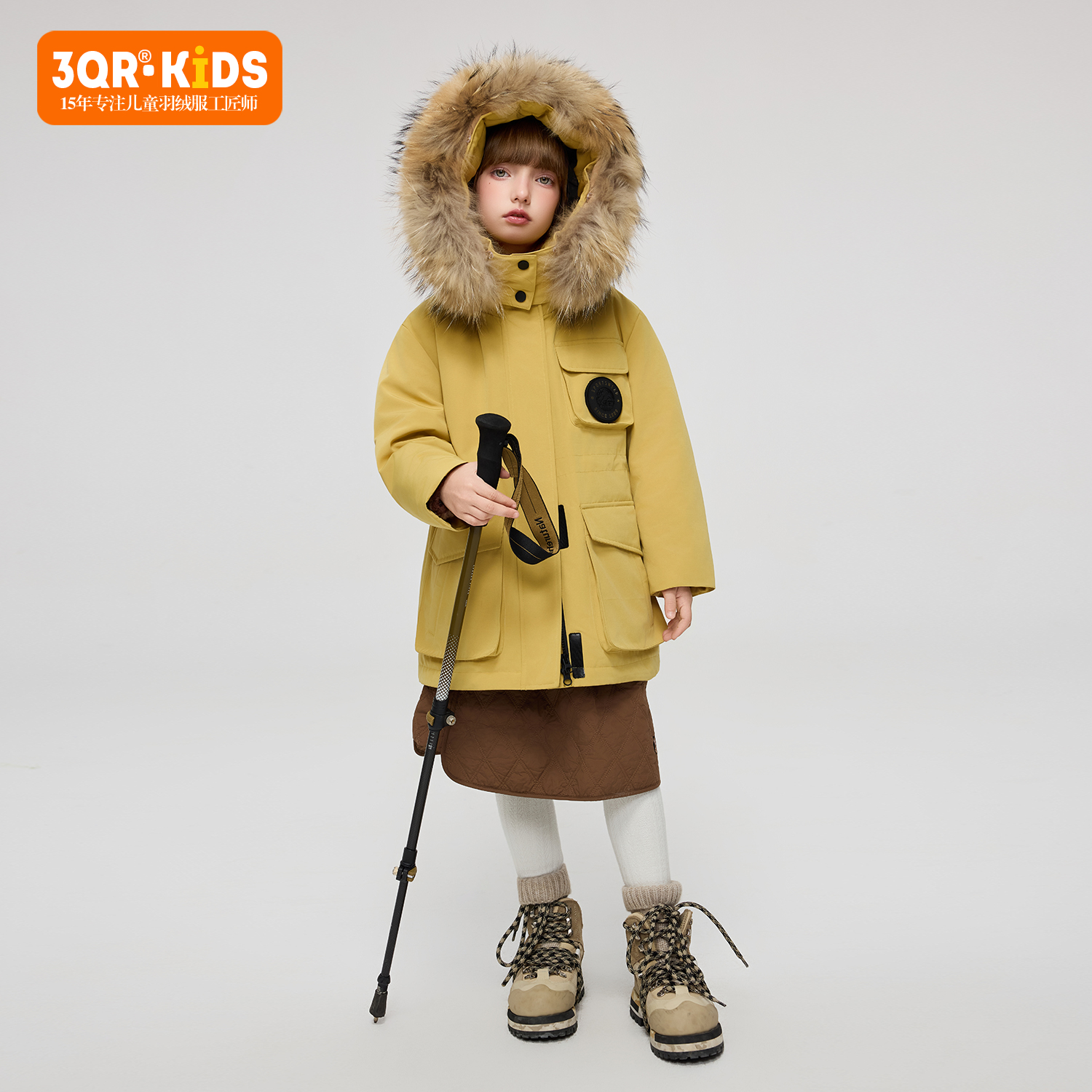 3QR中长款大毛领羽绒服