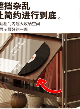 中古风收纳陈列柜子书柜落地靠墙置物柜矮柜手办展示架子沙发边柜
