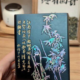 螺钿漆器笔筒送老师书房办公桌面摆件木质复古中国风 教师节礼物