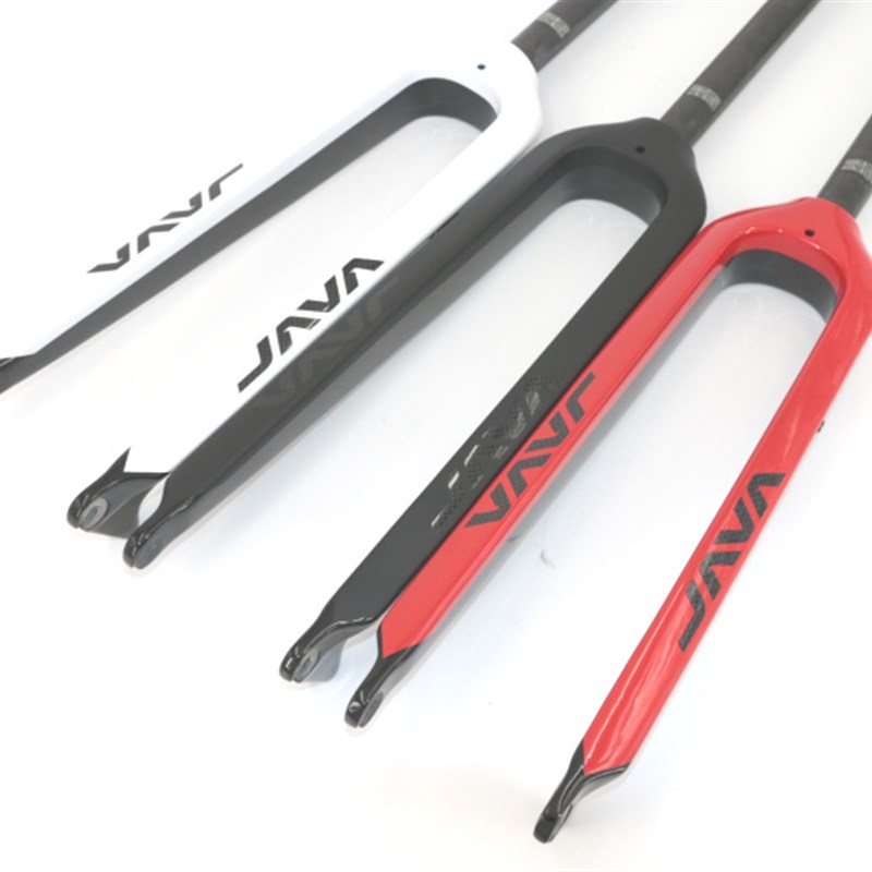 JAVA全碳纤维山地自行车桶轴前叉山马碳叉山地车直管快拆碟刹硬叉