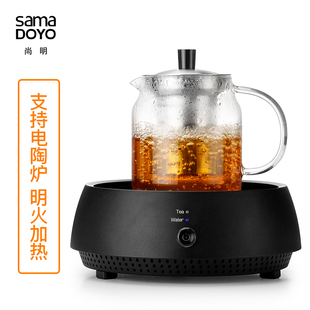 尚明玻璃茶壺耐高溫泡茶壺不銹鋼過濾茶具加厚耐熱玻璃花茶壺單壺