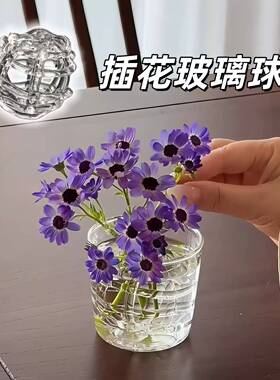 插花玻璃球花枝固定神器艺术透明