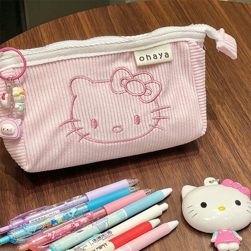 日系凯蒂猫卡通kitty大容量铅笔盒简约可爱初中学生女笔袋文具盒