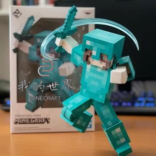 我的世界手办钻石史蒂夫人偶公仔苦力怕积木模型游戏周边蛋糕摆件