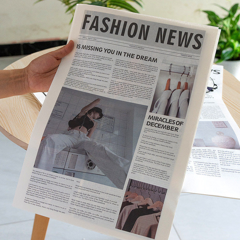 ins简约英文报纸拍照直播道具 民宿家居装饰服装摆拍摄影拍摄背景