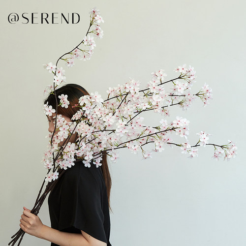 韩式清新白色樱花仿真花束摆件