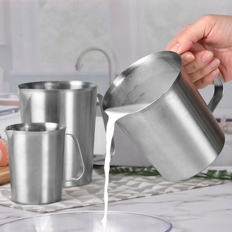 加厚304不锈钢量杯2000ml 奶茶咖啡量杯带刻度2L拉花杯实验杯