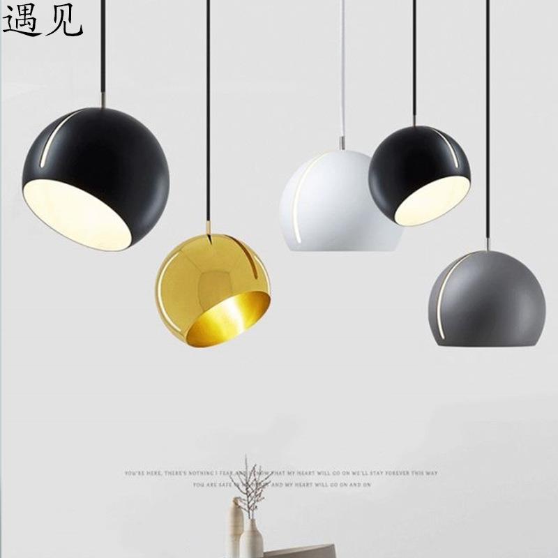 北欧风格床头吊灯简约现代圆形单头吧台咖啡厅可旋转卧室餐厅灯具