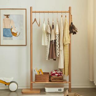 简约现代室内落地衣帽架客厅全实木挂衣架卧室日式简易衣物收纳架