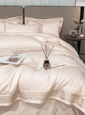 高级感200匹马棉四件套100纯棉全棉床单被套轻奢风床笠床上用品4