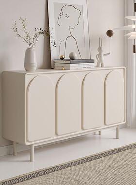 法式高脚靠墙餐边柜现代简约客厅收纳白色玄关柜置物储物柜奶油风