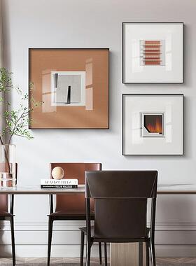 抽象艺术装饰画现代简约橙色线条餐厅客厅软装挂画壁画铝合金外框