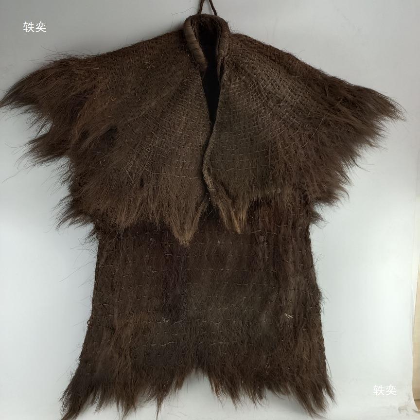 老物件家具俗馆展民览品老摆件钓装备蓑衣斗笠竹编鱼野篓XYX摄影
