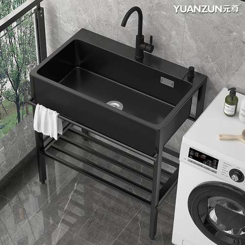 ll石英石洗衣用池庭院阳台家深槽水户外不锈单钢支架洗bbf35886手