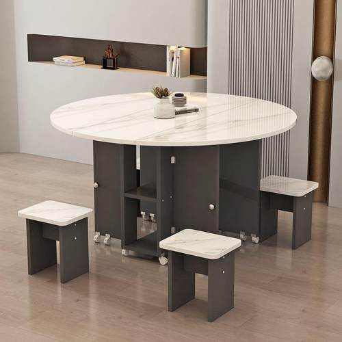 用折叠餐桌椅组合可移DHX功动家伸缩长方吃形圆形小户型多能饭小