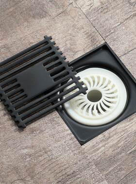 IDEEP 10HIDL159-0*1间00mm黑色不锈钢漏地阳台浴室卫H生防臭地漏