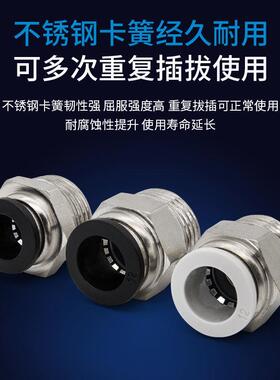 不锈钢快速接头气管带螺纹快插通PMC4-5PC8-1PC100KSG-02/03PC1直