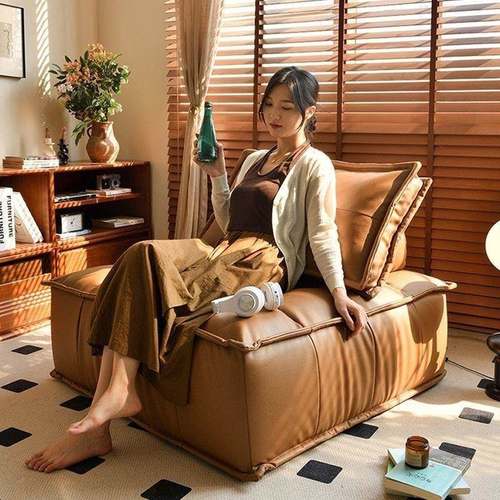 奶油风豆VSC腐懒沙发意人式小户型出屋客租厅直排方c块单人沙发椅