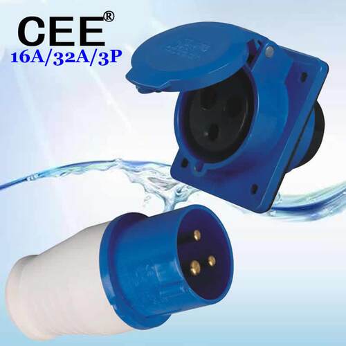 CEE-413工业防水插座16A斜式电源插头工业用CEE插头插座三孔电源