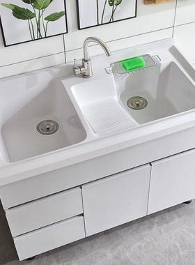 Ub不锈钢洗衣柜造衣石人洗台一体QEX柜浴J室柜深盆组合阳台洗衣池