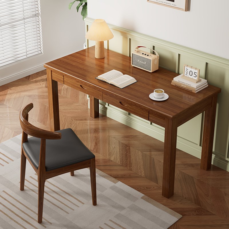 实木书桌卧室长条电脑桌宽55CM中式家用办公桌书房学习桌电脑桌